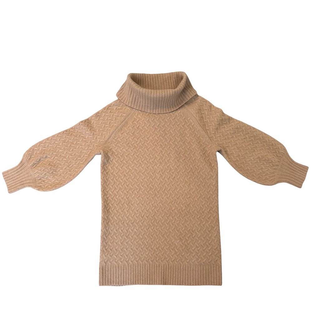 Banana Republic NWT Wool Yak Hair Chevron Cable Knit Turtleneck Balloon Sleeve L